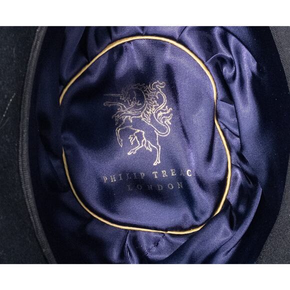 no71 Philip Treacy Black Woolfelt Grape Leaf Cloche Hat One Size Vintage - Picture 10 of 11